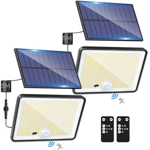 LOTMOS 2 Stück Solarlampen für Außen mit Bewegungsmelder, 342 LED Aussenleuchte Solar IP65 Wasserdicht Solarleuchte 3 Modi Strahler mit Fernbedienung, Solar Lampe Outdoor für Garten Garage Aussen LOTMOS 2 Stück Solarlampen für Außen mit Bewegungsmelder, 342 LED Aussenleuchte Solar IP65 Wasserdicht Solarleuchte 3 Modi Strahler mit Fernbedienung, Solar Lampe Outdoor für Garten Garage Aussen von LOTMOS