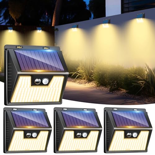 LOTMOS 4 Stück Solarlampen für Außen mit Bewegungsmelder, 176 Superhelle LED Solarleuchten für Aussen IP65 Wasserdichte, 3 Modi Solar Lampe Outdoor für Garten Garage Hof Draußen, Warmes Weiß LOTMOS 4 Stück Solarlampen für Außen mit Bewegungsmelder, 176 Superhelle LED Solarleuchten für Aussen IP65 Wasserdichte, 3 Modi Solar Lampe Outdoor für Garten Garage Hof Draußen, Warmes Weiß von LOTMOS