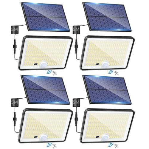LOTMOS 4 Stück Solarlampen für Außen mit Bewegungsmelder, 342 LED Aussenleuchte Solar IP65 Wasserdicht Solarleuchte 3 Modi Strahler mit Fernbedienung, Solar Lampe Outdoor für Garten Garage Aussen LOTMOS 4 Stück Solarlampen für Außen mit Bewegungsmelder, 342 LED Aussenleuchte Solar IP65 Wasserdicht Solarleuchte 3 Modi Strahler mit Fernbedienung, Solar Lampe Outdoor für Garten Garage Aussen von LOTMOS