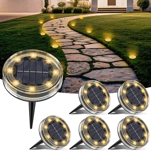 LOTMOS 6 Stück Solarlampen für Außen Garten, 8 LED Solar Bodenleuchten Aussen Wasserdicht Solarlichter für Außen, Gartenbeleuchtung Solar für Outdoor Boden Garden Rasen Auffahrt, WarmesWeiß LOTMOS 6 Stück Solarlampen für Außen Garten, 8 LED Solar Bodenleuchten Aussen Wasserdicht Solarlichter für Außen, Gartenbeleuchtung Solar für Outdoor Boden Garden Rasen Auffahrt, WarmesWeiß von LOTMOS