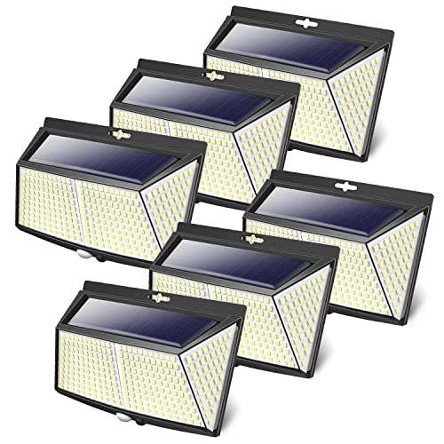 LOTMOS【6 Stücke Solarlampen für Außen mit Bewegungsmelder, 308 LED 3 Modi 270° LED Solar Aussenleuchte mit Bewegungsmelder Aussen, IP65 Solar Wasserdichte Wandleuchte für Wand Post Pathway Garten von LOTMOS