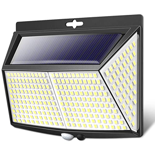 Solarlampen für Außen mit Bewegungsmelder, 308 LED 3 Modi 270° LED Solar Aussenleuchte mit Bewegungsmelder Aussen, IP65 Solar Wasserdichte Wandleuchte für Wand Post Pathway Garten von LOTMOS
