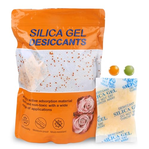 LOTUSWILD 50 Gramm [20 PACKS] Silicagel Regenerierbar Beutel Kieselgel Trockenmittel mit Orangenperlen Feuchtigkeits indikator Luftentfeuchter zur Sicherer Feuchtigkeitsabsorber für Trockenlagerung Un von LOTUSWILD