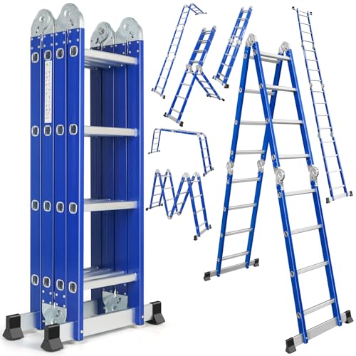 Aluminium Multifunktionsleiter 4x4 Stufen 4,7 m Länge klappbar Leiter 4-teilig bis 150kg Gelenkleiter Klappleiter Stehleiter Aluleiter Aluminium Multifunktionsleiter 4x4 Stufen 4,7 m Länge klappbar Leiter 4-teilig bis 150kg Gelenkleiter Klappleiter Stehleiter Aluleiter von LOUAK&HIRON