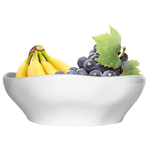 LOUIE SILNA 32 cm große Obstschale, weißes Porzellan, Salat-Servierschale, Obstkorb für Küche oder Brotkorb, Tischdekoration, Heim- und Küchengeschirr-Zubehör von LOUIE SILNA