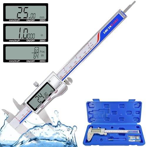 Messschieber Digital Hochpräzise Edelstahl Schieblehre 0-150mm/0-6 Elektronischer Mikrometer-Messschieber Für Innen Außen und Stufenmessungen LED Display Industrielles Testinstrument (blau) von LOUISWARE