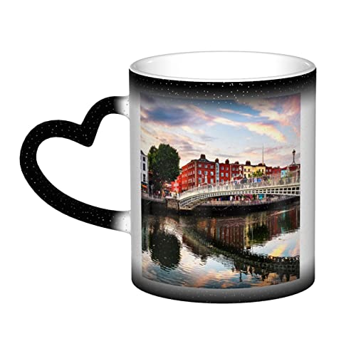 Dublin Irland Ha Penny Bridge River Print Farbwechsel Tasse in the Sky Keramiktasse personalisierte Geschenke für Familienliebhaber Freunde von LOUJIN