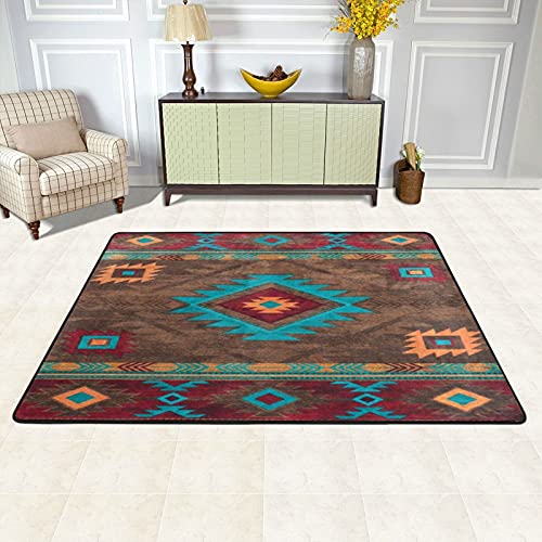 Flanell-Teppich, Indianer-Muster, großer Bodenteppich, rutschfest, waschbar, für Wohnzimmer, Schlafzimmer, 60 x 90 cm Flanell-Teppich, Indianer-Muster, großer Bodenteppich, rutschfest, waschbar, für Wohnzimmer, Schlafzimmer, 60 x 90 cm von LOUJIN