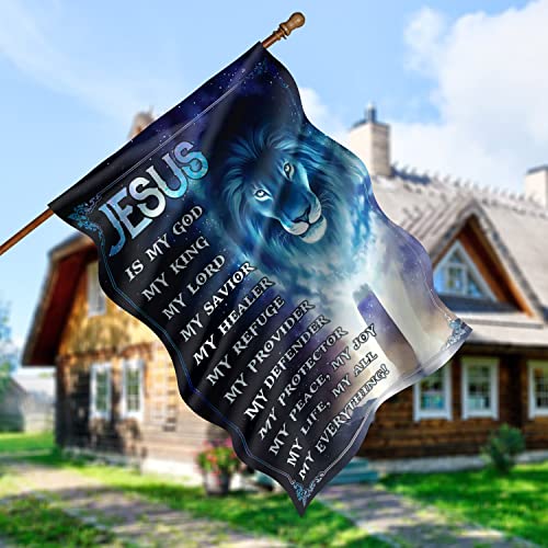 Heimdekoration Löwe Jesus Is My God My King My Lord My Savior My Healer Yard Flagge Gartenflagge Banner für Innenparaden Festival 32 cm x 48 cm von LOUJIN