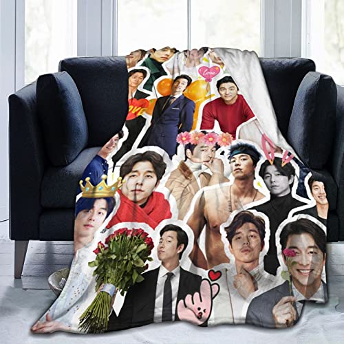 LOUJIN Decke Gong Yoo Weiche und bequeme warme Fleecedecke für Sofa, Büro, Bett, Auto, Camping, Couch, gemütlicher Plüsch-Überwurf, Decken, Stranddecken von LOUJIN
