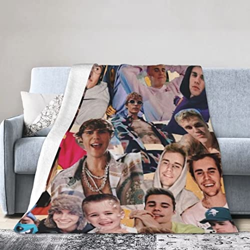 LOUJIN Justin Bieber Decke Sänger Poster 3D-Druck Weiche Überwurfdecke Leichte Gemütliche Mikrofaser Flanell Decken für Sofa Bett Couch 150 x 125 cm von LOUJIN