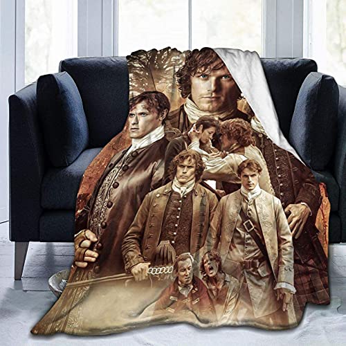 Outlander Jamie Fraser Collagedecke, weiches Flanell, warm, flauschige Decke für Couch, Büro, Picknick, Reisen, beste Freundin, Gedenkfeier, Geburt, 125 cm x 100 cm von LOUJIN