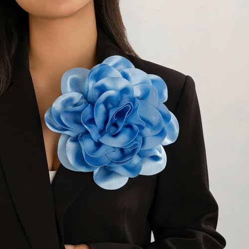 LOUKEKE 1 stück 20 cm Brosche Satin Stoff Übertrieben Kamelie Blume Pin Große Rose Corsage von LOUKEKE
