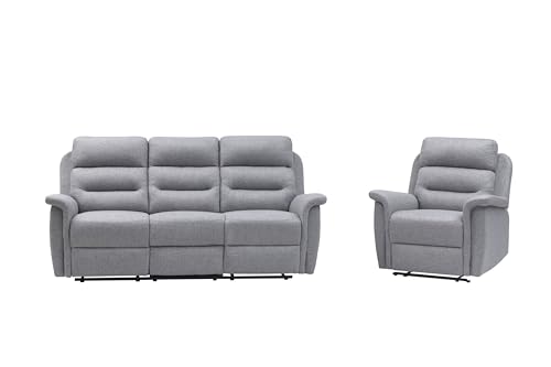 Loungitude, Hellgrau, Relax-Sofa, 3-Sitzer und 1 Sessel von LOUNGITUDE