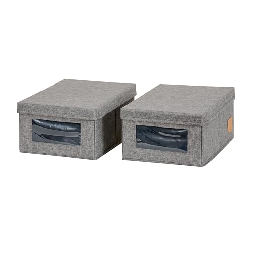 LOVE IT STORE IT Premium 2 Stück Aufbewahrungsbox Schuhe - Stapelbar - Mit Sichtfenster - Staubgeschützte Schuhaufbewahrung - 2er Set Schuhboxen - Grau - je 34x23x15 cm von LOVE !T STORE !T