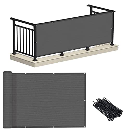 LOVE STORY 3' x 10' Charcoal Balcony Screen Privacy Fence Cover (HDPE) UV Protection Weather-Resistant 3 FT Height Shield for Deck, Patio, Backyard, Outdoor Pool, Porch, Railing von LOVE STORY