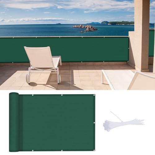 LOVE STORY Balkon-Sichtschutz 90x300cm mit HDPE-Gewebe,Luftdurchlässige Netz-Balkonverkleidung mit UV-Schutz und Kabelbindern zur Befestigung,Verde von LOVE STORY