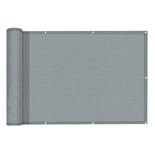 LOVE STORY Balkon Sichtschutz Balkonumspannungen (PES) 0,75 x7m UV-Schutz Balkonsichtschutz Wasserdichtes Polyester für Balkon Garten im Freien，Grey,(Benutzerdefinierte) von LOVE STORY