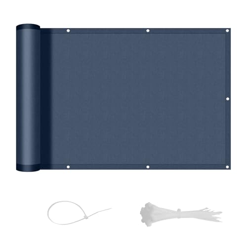 LOVE STORY Balkon Sichtschutz Wetterfest 90x300cm, PES Balkonabdeckung Balkonbespannung Balkonumspannungen Balkonverkleidung, Blickdicht Windschutz,mit Kabelbindern für Außengeländer,Anthrazitblau LOVE STORY Balkon Sichtschutz Wetterfest 90x300cm, PES Balkonabdeckung Balkonbespannung Balkonumspannungen Balkonverkleidung, Blickdicht Windschutz,mit Kabelbindern für Außengeländer,Anthrazitblau von LOVE STORY