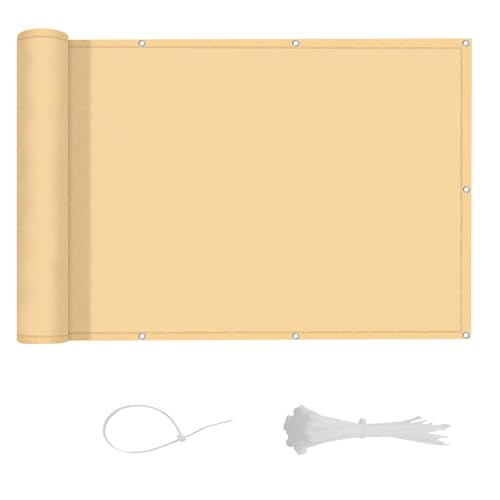 LOVE STORY Balkon Sichtschutz Wetterfest 90x200cm, PES Balkonabdeckung Balkonbespannung Balkonumspannungen Balkonverkleidung, Blickdicht Windschutz,mit Kabelbindern für Außengeländer,Sand LOVE STORY Balkon Sichtschutz Wetterfest 90x200cm, PES Balkonabdeckung Balkonbespannung Balkonumspannungen Balkonverkleidung, Blickdicht Windschutz,mit Kabelbindern für Außengeländer,Sand von LOVE STORY