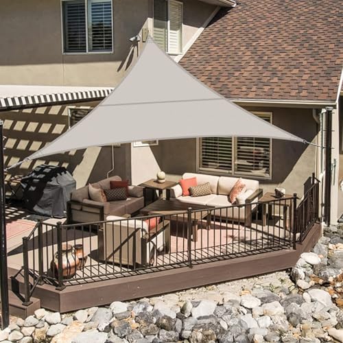 LOVE STORY Sonnensegel Dreieckig 3.6x3.6x3.6m Wasserdicht Taupe Sonnenschutz Windschutz Segel PES Polyester,95% UV-Schutz für Außenbereich, Terrasse, Balkon, Garten von LOVE STORY
