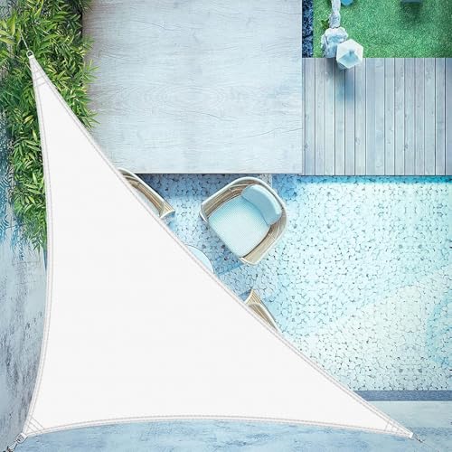 LOVE STORY Sonnensegel Dreieckig 3x3x4.25m Wasserdicht weiß Sonnenschutz Windschutz Segel PES Polyester,95% UV-Schutz für Außenbereich, Terrasse, Balkon, Garten von LOVE STORY