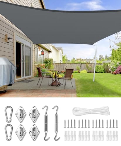 LOVE STORY Sonnensegel 2x3m Rechteckig | mit Befestigung | Sonnenschutz aus HDPE-Gewebe | Luftdurchlässig & Wasserdurchlässig | 95% UV-Schutz für Garten Balkon Terrasse,Antracita von LOVE STORY