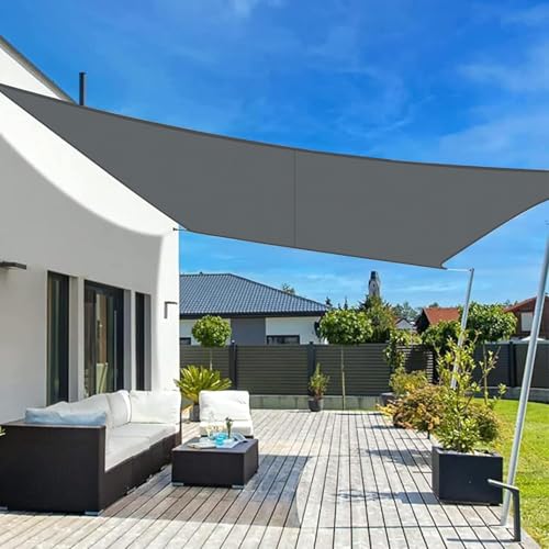 LOVE STORY Sonnensegel 4x5m Wasserdicht Rechteckig Anthrazit Sonnenschutz Windschutz Segel PES Polyester,95% UV-Schutz für Außenbereich, Terrasse, Balkon, Garten von LOVE STORY