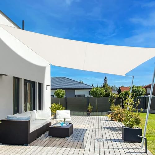 LOVE STORY Sonnensegel 4x5m Wasserdicht Rechteckig Cremeweiß Sonnenschutz Windschutz Segel PES Polyester,95% UV-Schutz für Außenbereich, Terrasse, Balkon, Garten von LOVE STORY