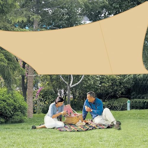 LOVE STORY Sonnensegel Wasserdicht 2.5x3m Rechteckig PES Polyester Sonnenschutz Windschutz Balkon Terrasse 95% UV-Schut,für Balkon Garten,Sandbeige von LOVE STORY