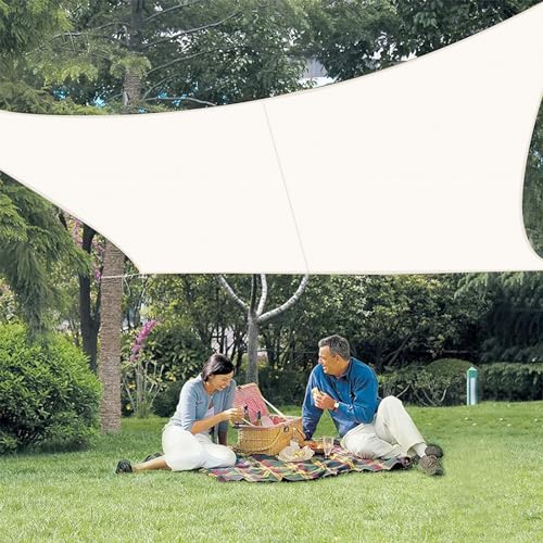 LOVE STORY Sonnensegel Wasserdicht 3x3m Quadrat PES Polyester Sonnenschutz Windschutz Balkon Terrasse 95% UV-Schut,für Balkon Garten,Cremeweiß von LOVE STORY