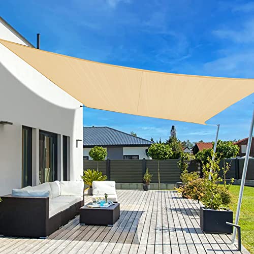 LOVE STORY Sonnensegel Wasserdicht 2x2m Quadrat PES Polyester Sonnenschutz Windschutz Balkon Terrasse 95% UV-Schut,für Balkon Garten,Sandbeige von LOVE STORY