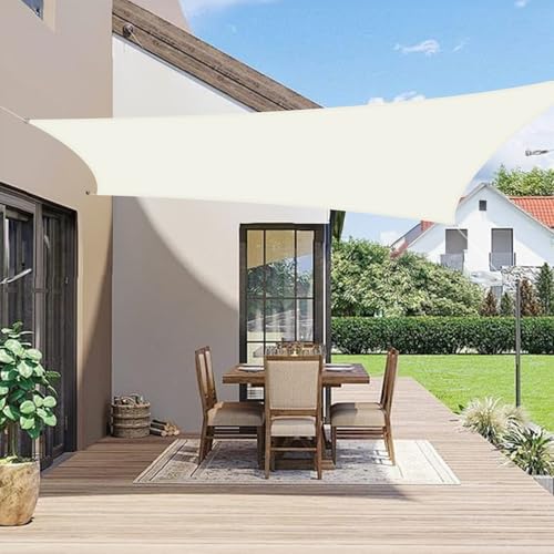 LOVE STORY Sonnensegel Wasserdicht 2x3m Rechteckig PES Polyester Sonnenschutz Windschutz Balkon Terrasse 95% UV-Schut,für Balkon Garten,Cremeweiß von LOVE STORY