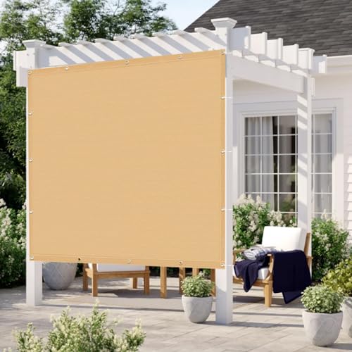 LOVE STORY Strapazierfähiges Sonnenschutztuch für den Außenbereich, 90 % UV-Schutz, hitzebeständiges HDPE-Material, atmungsaktiv, Schattenstoff, Sichtschutz mit Ösen für Terrasse, 3x3 m, Sand von LOVE STORY