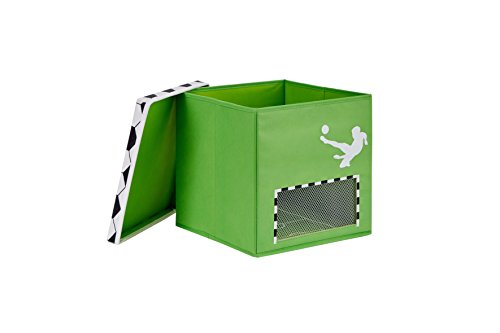 LOVE IT STORE IT Aufbewahrungsbox mit Deckel - Spielzeugkiste für Regal aus Stoff - Verstärkt mit Holz - Grün mit Tornetz als Sichtfenster - 30x30x30 cm von LOVE !T STORE !T