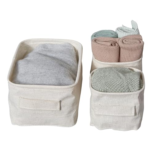 LOVE IT STORE IT Aufbewahrungskörbe klein - Körbchen Aufbewahrung für Kinderzimmer - Aufbewahrungskorb Bad - Beige - 3er Set, 2 Größen von LOVE !T STORE !T