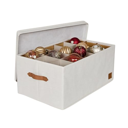 LOVE IT STORE IT Premium Aufbewahrungsbox für Weihnachtskugeln - Box für Christbaumschmuck aus Stoff - 30 Fächer, Tray komplett herausnehmbar - Beige - 58x36x25 cm von LOVE !T STORE !T