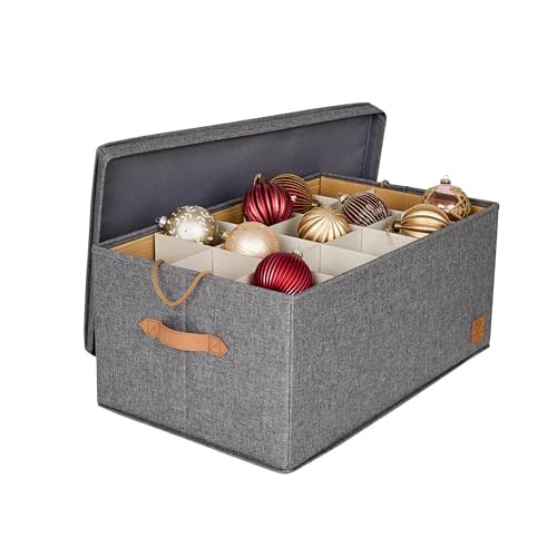 LOVE IT STORE IT Premium Aufbewahrungsbox für Weihnachtskugeln - Box für Christbaumschmuck aus Stoff - 30 Fächer, Tray komplett herausnehmbar - Grau - 58x36x25 cm von LOVE !T STORE !T