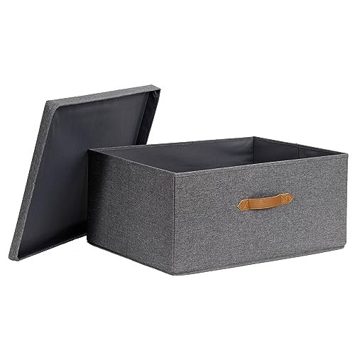 LOVE IT STORE IT Premium Aufbewahrungsbox mit Deckel - Box aus Leinen Stoff - Große und stabile Box - Grau - 54x40x25 cm von LOVE !T STORE !T
