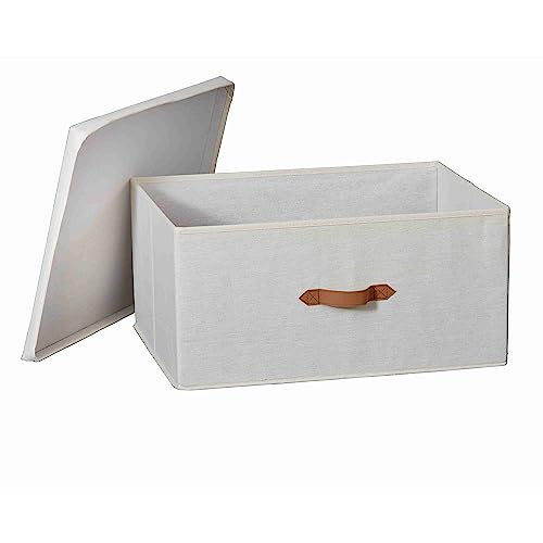 LOVE IT STORE IT Premium Aufbewahrungsbox mit Deckel - Box aus Leinen-Baumwoll-Mix - Verstärkt mit Holz - Extra groß - Stabil - Beige - 54x40x25 cm von LOVE !T STORE !T