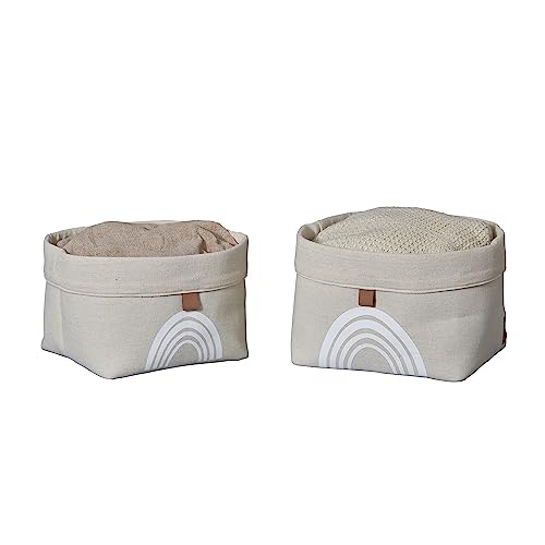 LOVE IT STORE IT Premium Aufbewahrungskörbe - Aufbewahrungskorb Set beige für Kinderzimmer und Bad - Regenbogen-Motiv - Beige - 2 Größen von LOVE !T STORE !T