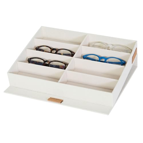 LOVE IT STORE IT Premium Brillenbox für 8 Sonnenbrillen - Aus Leinen Stoff - Brillenaufbewahrung mehrere Brillen - Verstärkt mit Holz - Beige - 32x25x5,5 cm von LOVE !T STORE !T