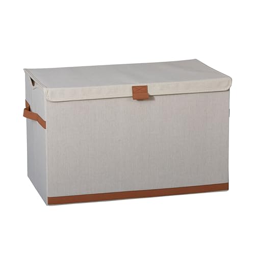 LOVE IT STORE IT Premium Große Aufbewahrungsbox mit Deckel - Truhe für Wohnzimmer - Aus hochwertigem Stoff - Extra stabil - Beige - 62x37,5x39 cm von LOVE !T STORE !T