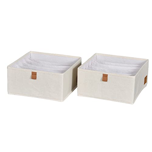 LOVE IT STORE IT Premium Schubladenbox 2-teilig - Kleiderschrank Organizer aus Stoff - Verstärkt mit Karton - Set mit je 6 Fächern - Beige - 30x30x15 cm von LOVE !T STORE !T