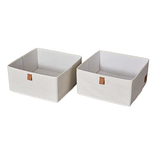 LOVE IT STORE IT Premium Aufbewahrungsbox 2-teilig - Organizer für den Kleiderschrank aus Leinen-Baumwoll-Mix - Verstärkt mit Karton - Set mit zwei großen Boxen - Beige - 30x30x15 cm von LOVE !T STORE !T