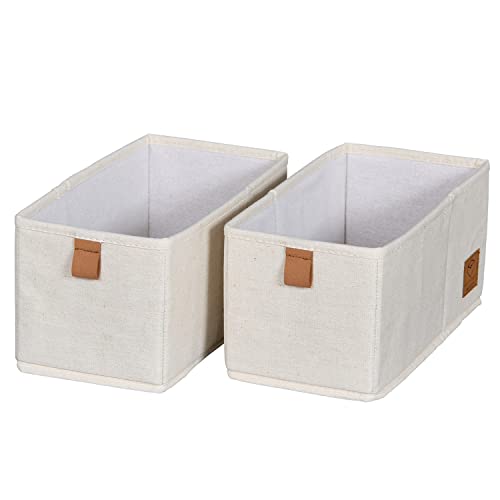 LOVE IT STORE IT Premium Schubladenbox 2-teilig - Kleiderschrank Organizer aus Leinen-Baumwoll-Mix - Verstärkt mit Karton - Set mit zwei kleinen Boxen - Beige - 30x15x15 cm von LOVE !T STORE !T