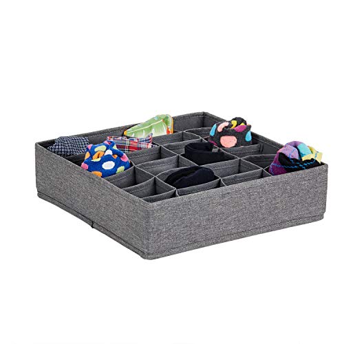 LOVE IT STORE IT Premium Schubladenorganizer - Ordnungssystem mit 24 Fächern für den Kleiderschrank - Aus hochwertigem Leinen, verstärkt mit Karton - Grau - 30x30x8 cm von LOVE !T STORE !T