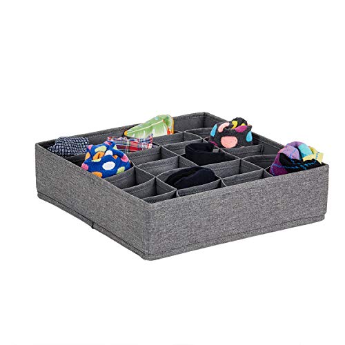 LOVE IT STORE IT- Premium - Schubladen Organizer - Kleiderschrank Ordnungssystem mit 24 Fächern - Aus Leinen, verstärkt mit Karton - Grau - 30x30x8 cm von LOVE !T STORE !T