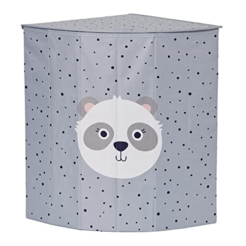 LOVE IT STORE IT Kinder Wäschekorb mit Deckel - Wäschesammler für Kinderzimmer - Verstärkt mit Holz - Passt in Zimmerecke - Grau mit Panda - 35x35x50 cm von LOVE !T STORE !T