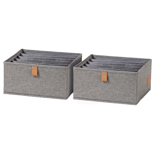 LOVE IT STORE IT Premium Schubladenbox 2-teilig - Kleiderschrank Organizer aus Leinen Stoff - Verstärkt - 6 Fächer für BHs, Shirts, Hosen - Grau - 30x30x15 cm von LOVE !T STORE !T
